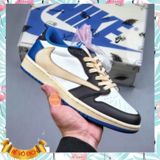 Giày Sneakers Nam Nữ Cổ Thấp Travis_Scott x Air_JD 1 Low  Mocha Full size 36-43