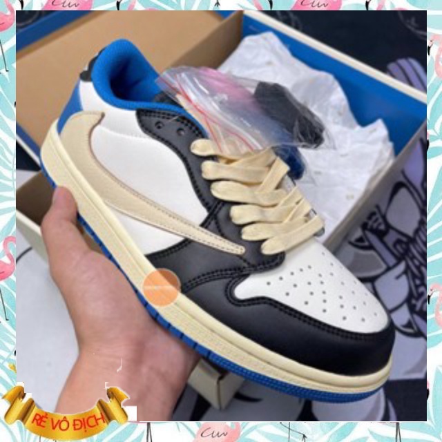 Giày Sneakers Nam Nữ Cổ Thấp Travis_Scott x Air_JD 1 Low  Mocha Full size 36-43