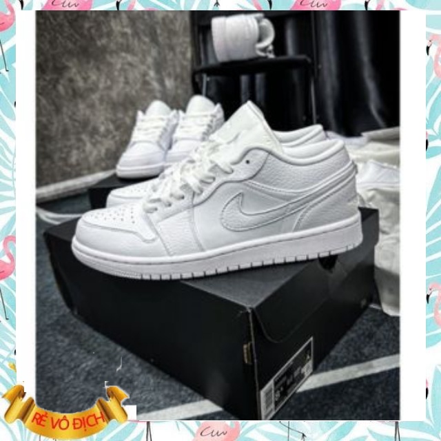 Giày thể thao Sneaker Jodan 1 xám xanh, Full Trắng thấp cổ nam nữ  size 36-43.