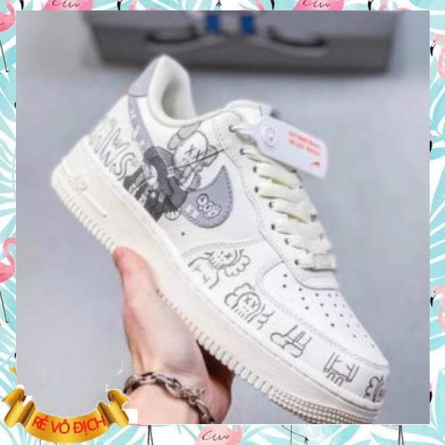 Giày thể thao Sneaker Jodan 1 xám xanh, Full Trắng thấp cổ nam nữ  size 36-43.