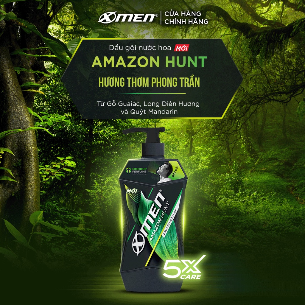 Dầu gội Xmen Amazon Hunt/Vegas Delight 630g - Công nghệ mùi hương giúp tinh thần phấn chấn