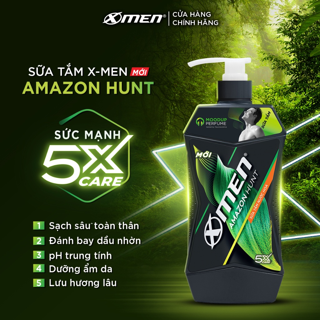 [Mới] Combo 2 Sữa tắm Xmen Amazon Hunt/Vegas Delight 630g - Công nghệ mùi hương giúp tinh thần phấn chấn