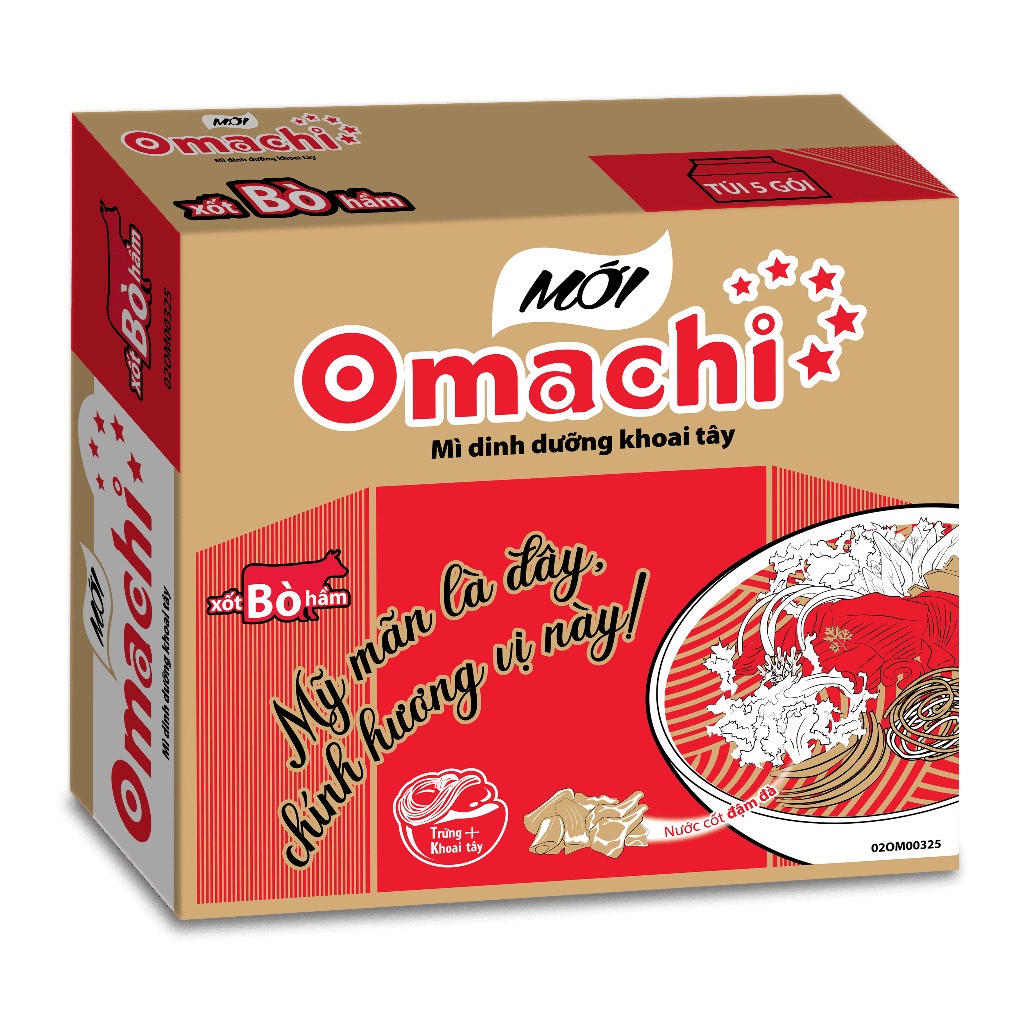 Mì Omachi Xốt Bò Hầm Gói - Thùng 30 Gói x 80g