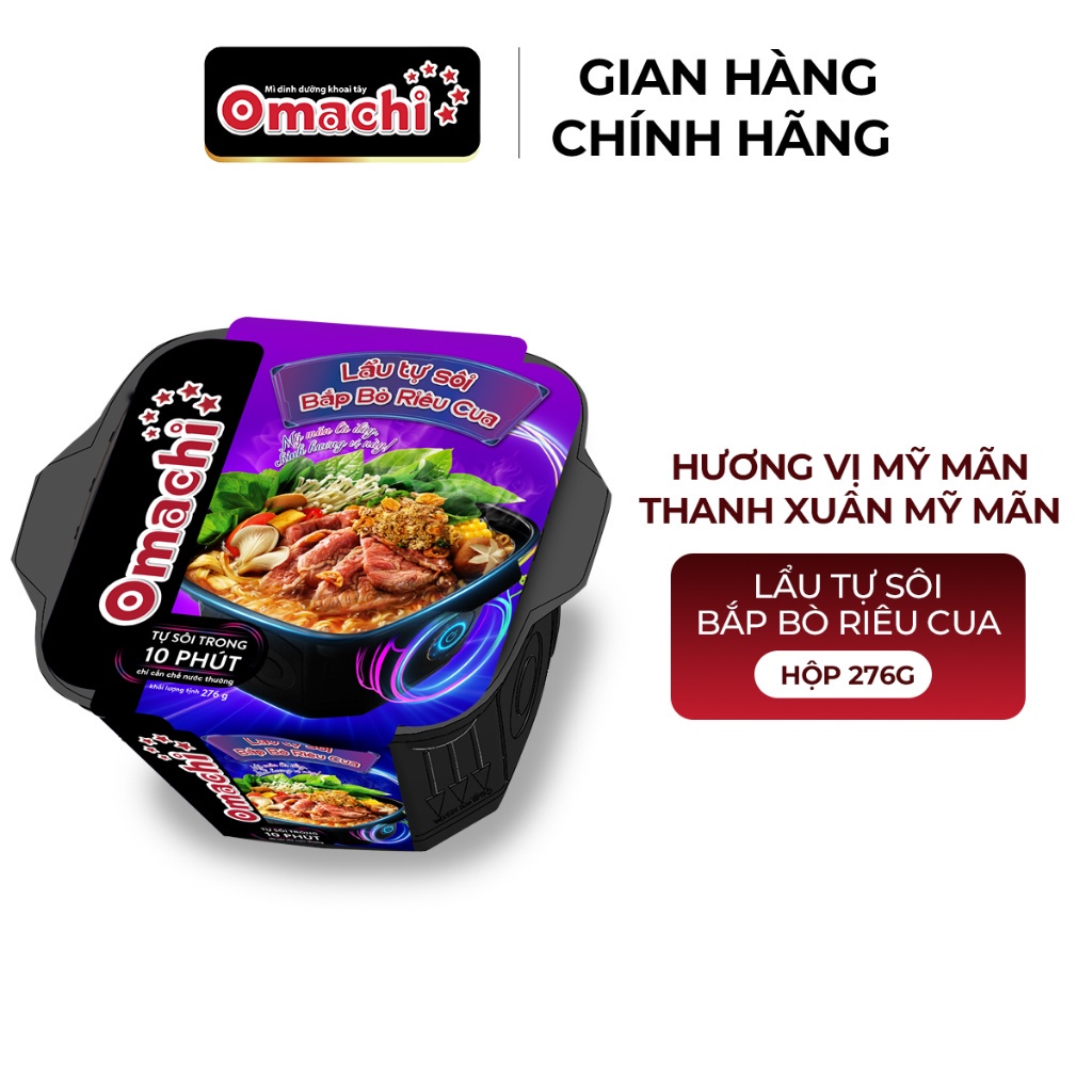 Omachi Lẩu Tự Sôi Bắp Bò Riêu Cua 276g 