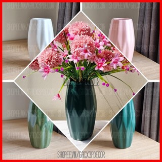 Lọ hoa gốm sứ men lạnh dáng bom khía - Bát Tràng