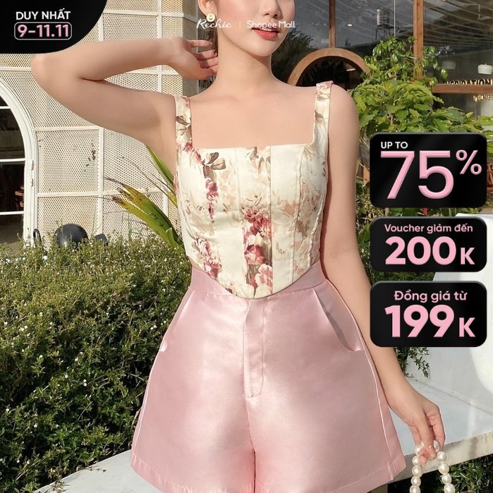 RECHIC Áo Kiểu Lavy dáng corset hai dây gợi cảm sang trọng