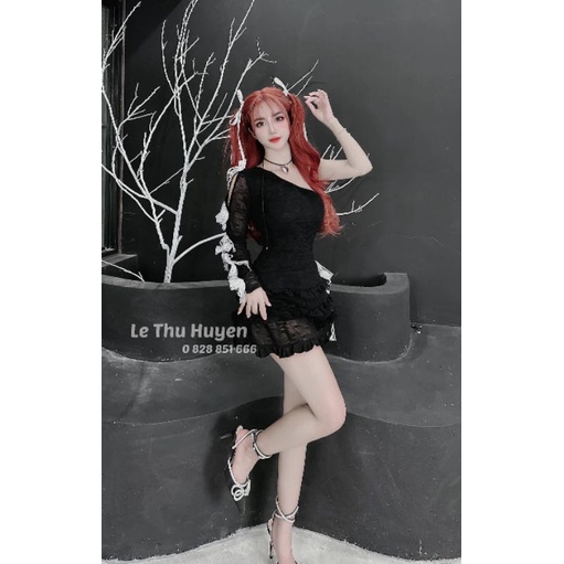 Đầm tiểu thư nơ lệch vai