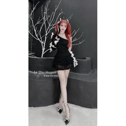 Đầm tiểu thư nơ lệch vai