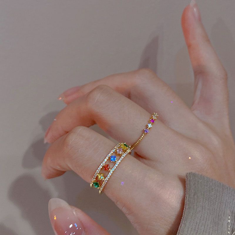 Nhẫn Hở Đính Đá Quý Nhân Tạo Kiểu Dáng Sang Trọng Thời Trang 2022