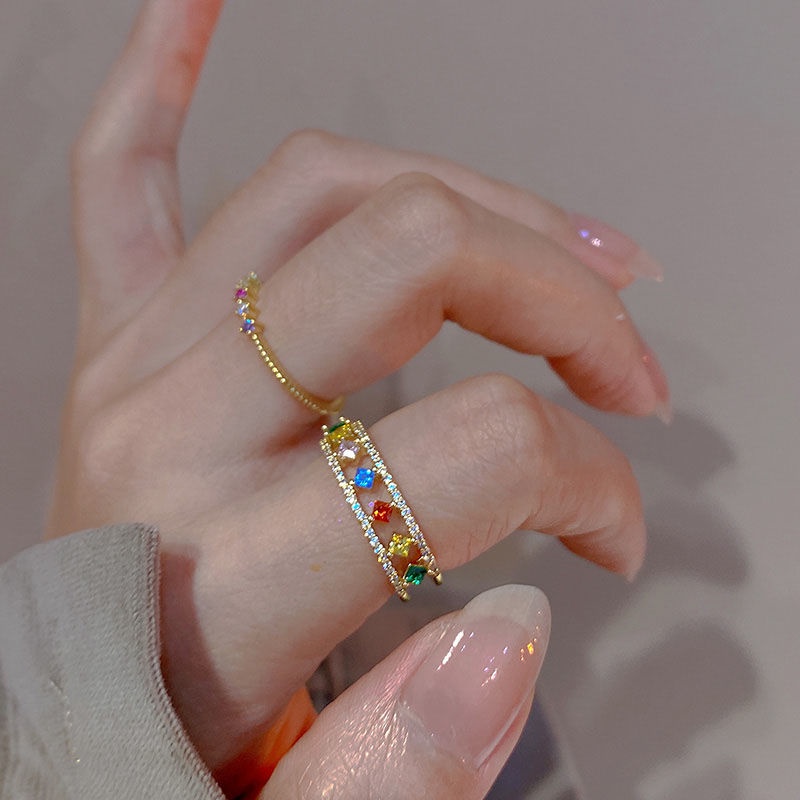 Nhẫn Hở Đính Đá Quý Nhân Tạo Kiểu Dáng Sang Trọng Thời Trang 2022