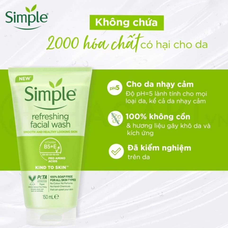 Sữa Rửa Mặt Dạng Gel Rửa Mặt Simple Mẫu Mới 150ml