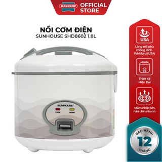 Nồi cơm điện 1.8l sunhouse shd8602 công suất 700w tỏa nhiệt đều, nấu nhanh hàng chính hãng