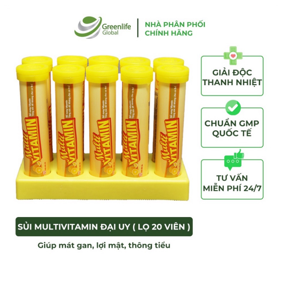 Sủi Multivitamin Đại Uy - Tăng cường sức đề kháng, giải độc cơ thể (Lọ 20 viên sủi)  - Nasa