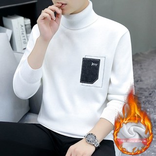 Áo thun dài tay cổ lọ 40% lông cừu cho nam