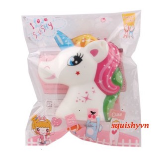 Squishy Ngựa Trái Tim mềm dẻo kỳ lân một sừng 7 sắc Đồ chơi đàn hồi chậm hình đầu kì lân màu sắc ngẫu nhiên