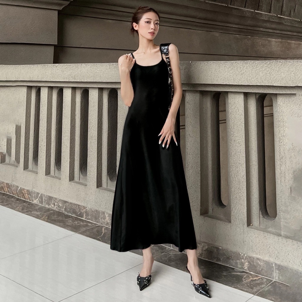 CARA Đầm 2 dây dài nữ Kelly dáng hai dây đuôi xòe đơn giản năng động