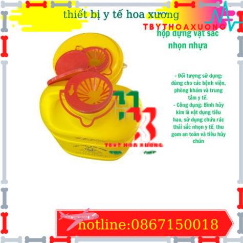 Bình Hủy Kim Tiêm Nhựa 6,8 Lít & 1,5 Lít Hộp Đựng Kim An Toàn Rác Thải Y Tế