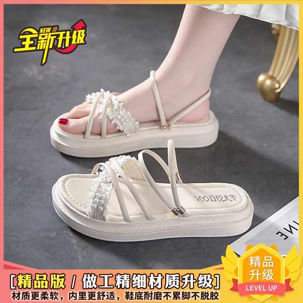 Giay sandal nu dép sandal nữ Dép lê hai dây phong cách tiên nữ dép đi bên ngoài tươi tắn đế dày mẫu mới mùa hè 2023 cho nữ dép quai hậu La Mã nữ