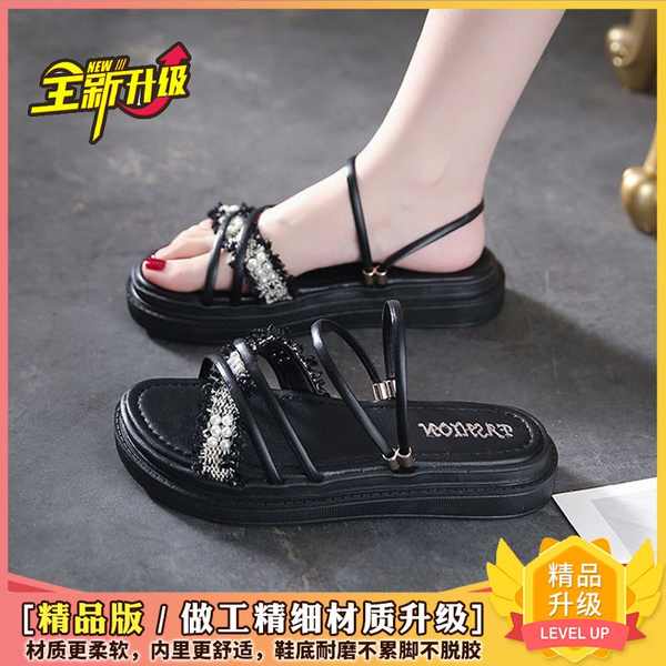 Giay sandal nu dép sandal nữ Dép lê hai dây phong cách tiên nữ dép đi bên ngoài tươi tắn đế dày mẫu mới mùa hè 2023 cho nữ dép quai hậu La Mã nữ