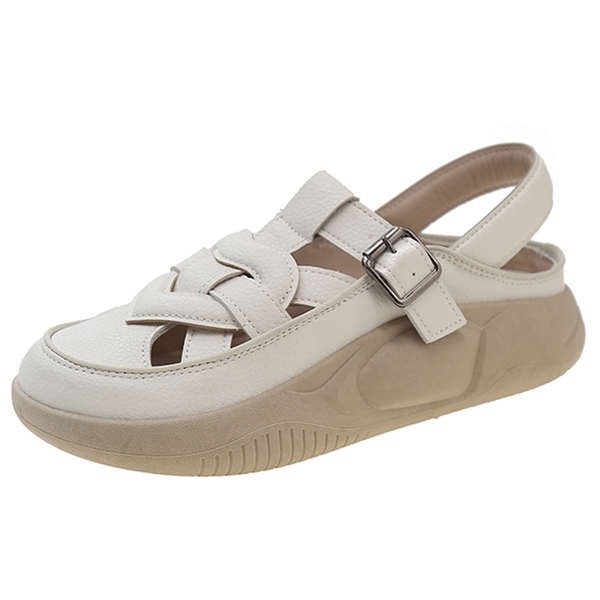 Giay sandal nu sandal nữ Dép La Mã bít mũi nữ giày trắng thể thao thoải mái cho bà bầu đế dày thoáng khí mùa hè mẫu mới 2023