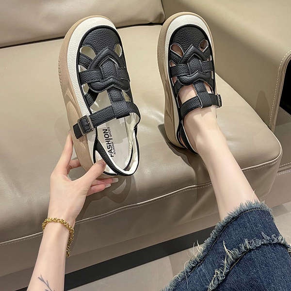 Giay sandal nu sandal nữ Dép La Mã bít mũi nữ giày trắng thể thao thoải mái cho bà bầu đế dày thoáng khí mùa hè mẫu mới 2023