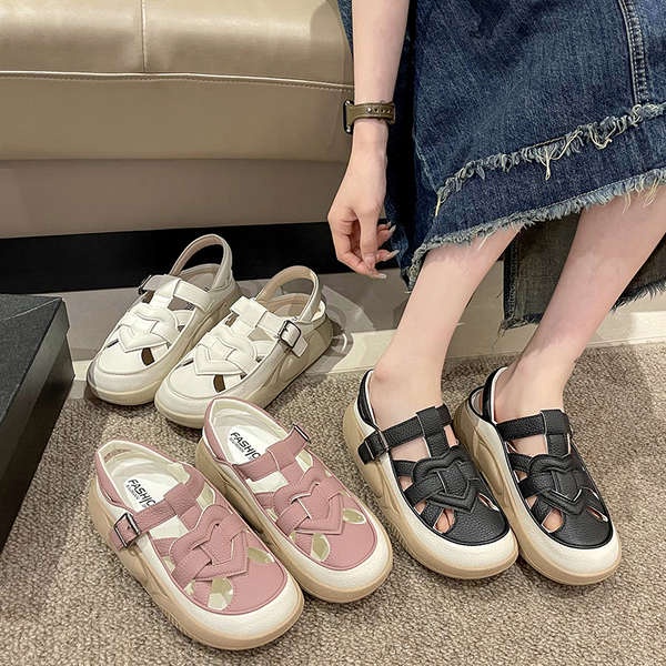 Giay sandal nu sandal nữ Dép La Mã bít mũi nữ giày trắng thể thao thoải mái cho bà bầu đế dày thoáng khí mùa hè mẫu mới 2023