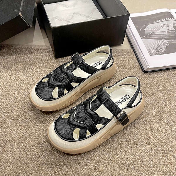 Giay sandal nu sandal nữ Dép La Mã bít mũi nữ giày trắng thể thao thoải mái cho bà bầu đế dày thoáng khí mùa hè mẫu mới 2023