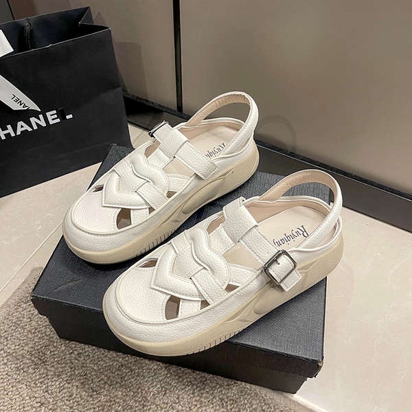 Giay sandal nu sandal nữ Dép La Mã bít mũi nữ giày trắng thể thao thoải mái cho bà bầu đế dày thoáng khí mùa hè mẫu mới 2023