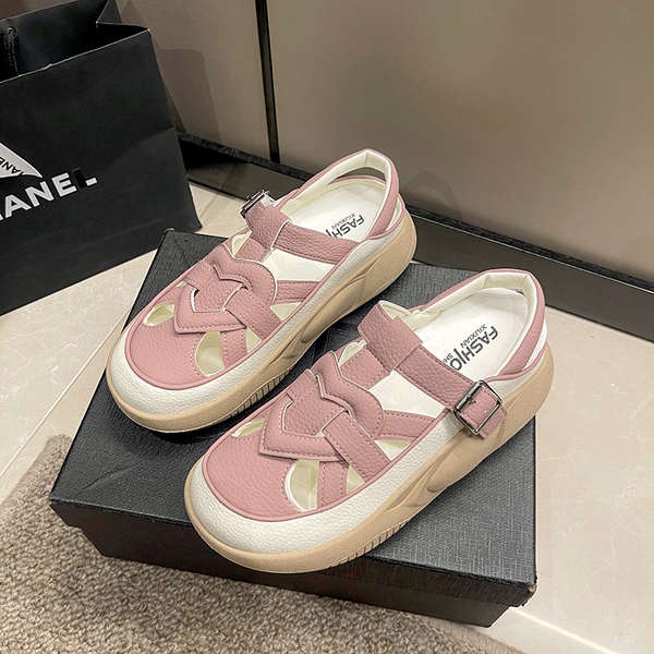 Giay sandal nu sandal nữ Dép La Mã bít mũi nữ giày trắng thể thao thoải mái cho bà bầu đế dày thoáng khí mùa hè mẫu mới 2023