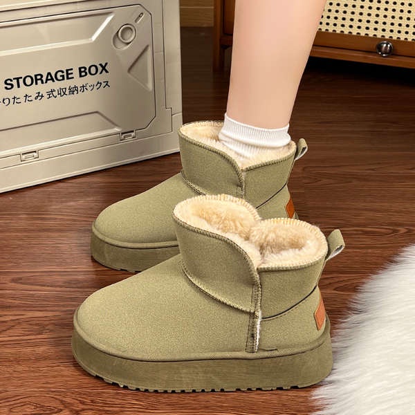 Giày Bốt Đi Tuyết Lót Lông Cừu Dày Dặn Thời Trang Mùa Đông Cho Nữ