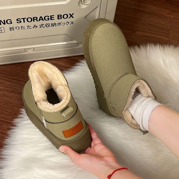 Giày Bốt Đi Tuyết Lót Lông Cừu Dày Dặn Thời Trang Mùa Đông Cho Nữ