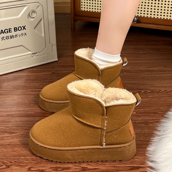 Giày Bốt Đi Tuyết Lót Lông Cừu Dày Dặn Thời Trang Mùa Đông Cho Nữ