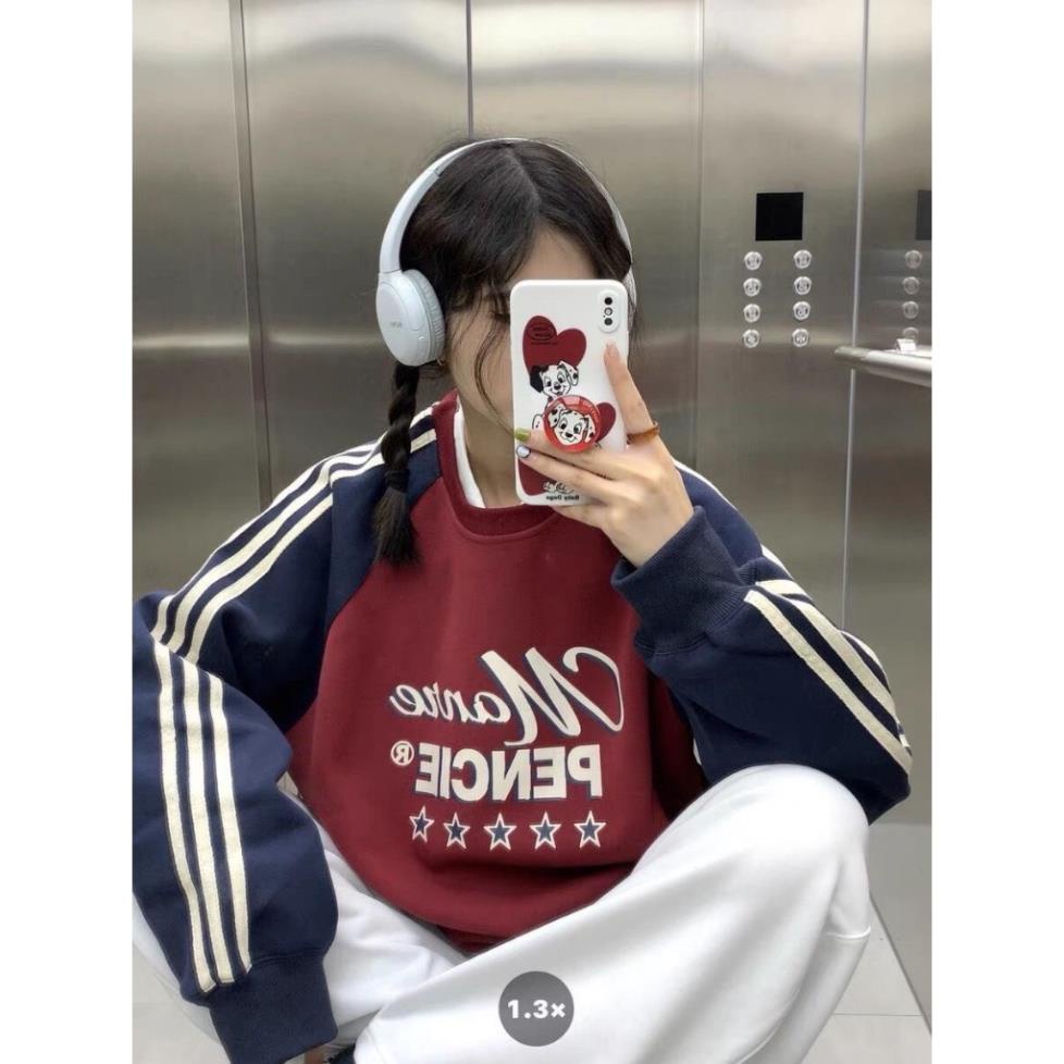 Áo Nỉ Nam Nữ, Áo Manre Phối Tay Sọc Chất Nỉ Tàu Form Rộng Hàng QCCCCCCCC