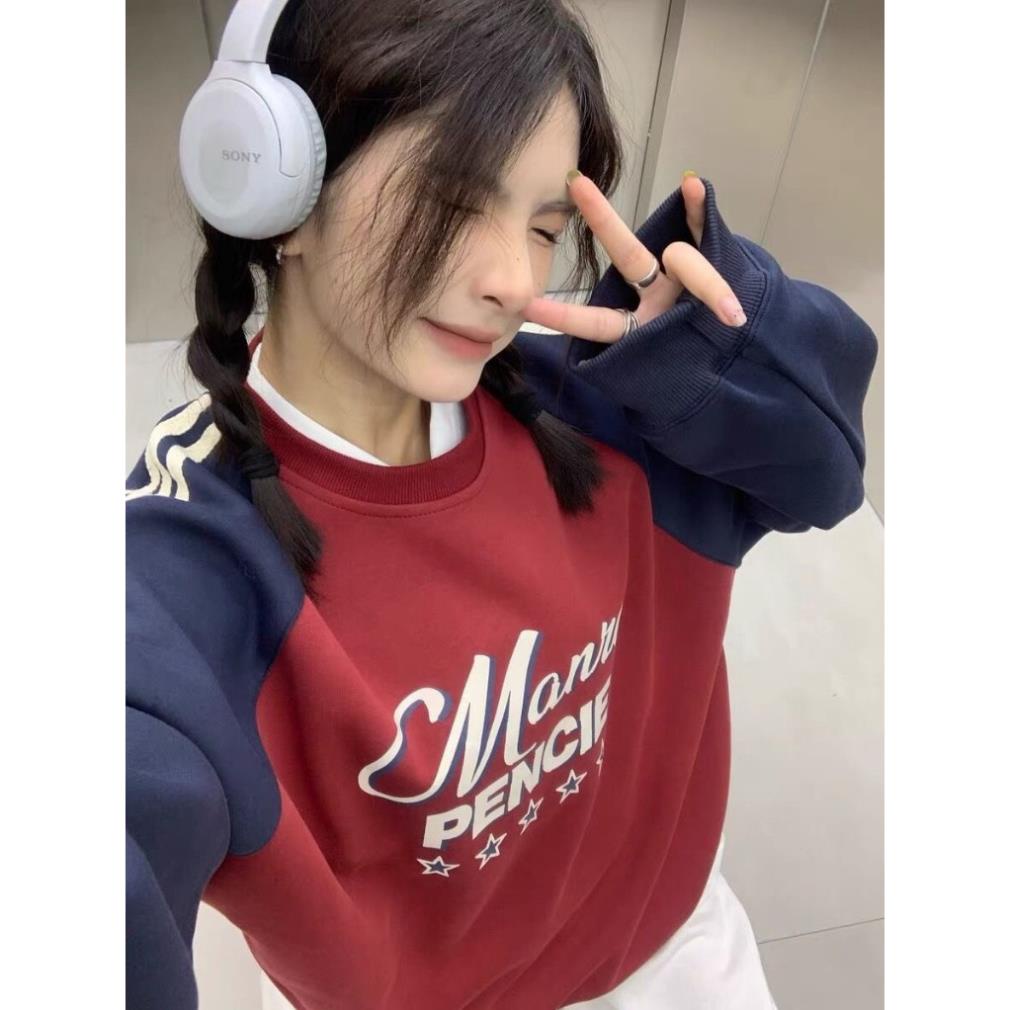 Áo Nỉ Nam Nữ, Áo Manre Phối Tay Sọc Chất Nỉ Tàu Form Rộng Hàng QCCCCCCCC