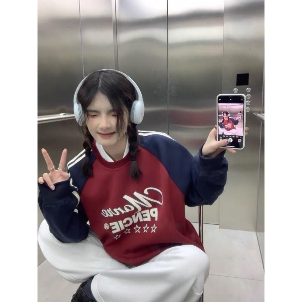 Áo Nỉ Nam Nữ, Áo Manre Phối Tay Sọc Chất Nỉ Tàu Form Rộng Hàng QCCCCCCCC