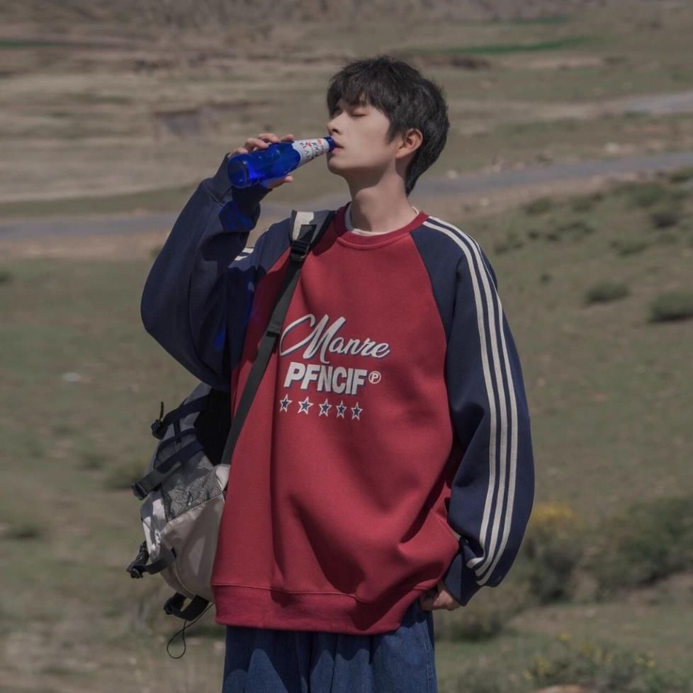 Áo Nỉ Nam Nữ, Áo Manre Phối Tay Sọc Chất Nỉ Tàu Form Rộng Hàng QCCCCCCCC