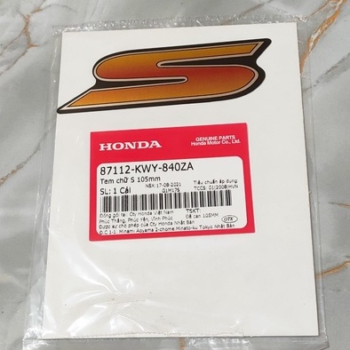Tem chữ S 105mm Wave S100 (2008) (87112-KWY-840ZA)