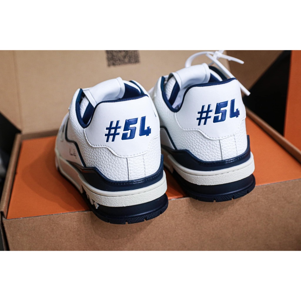 Giày Sneaker Lv Trainer White Navy #54 Best Quality Double Box