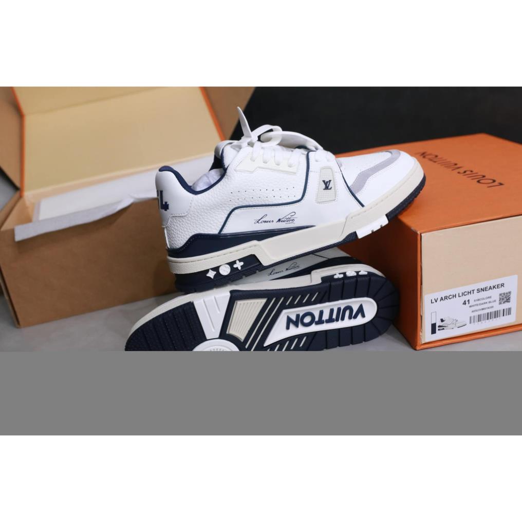 Giày Sneaker Lv Trainer White Navy #54 Best Quality Double Box