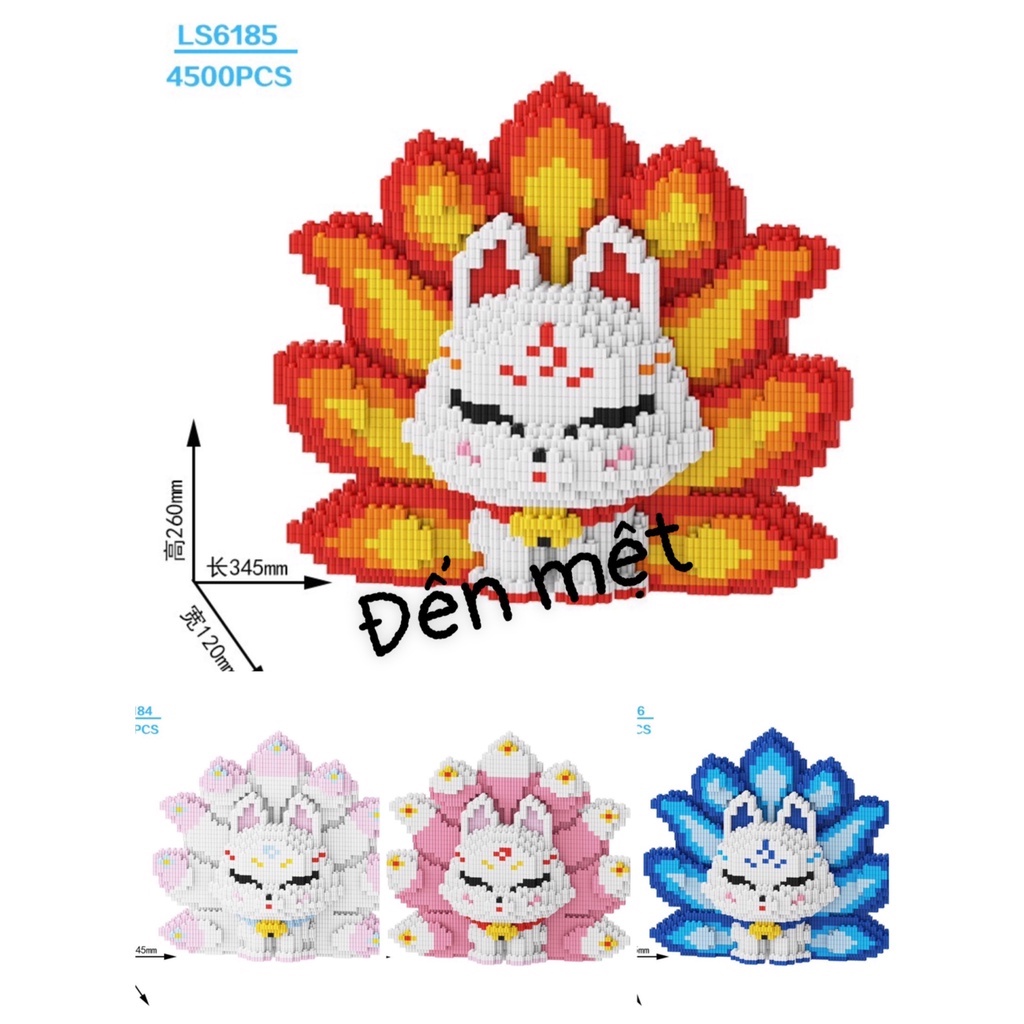 XẾP HÌNH hồ ly 26CM 9ĐUÔI CỬU VỸ HỒ LY cáo 9 đuôi  CỠ LỚN tặng kèm búa