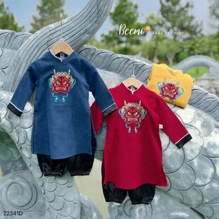 Áo dài beemo bé trai thêu rồng 3 màu bt size 80-130