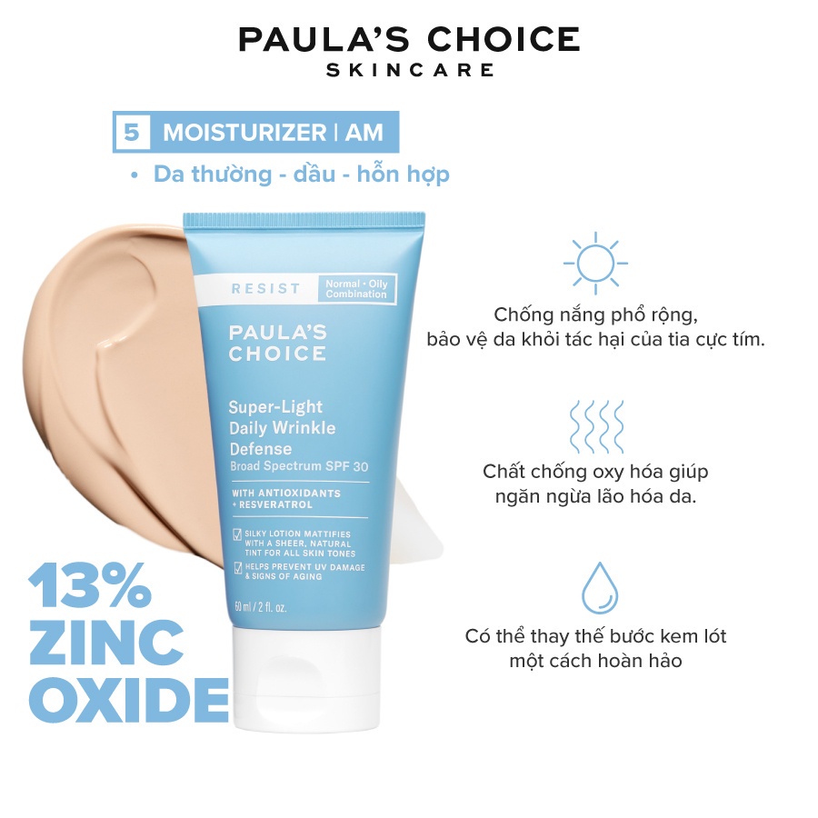 Kem chống nắng đa năng Paula’s Choice SuperLight Daily Wrinkle Defense SPF30 60ml 776