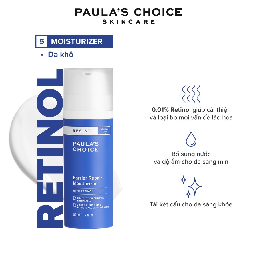 Kem dưỡng ẩm tái tạo hàng rào bảo vệ da chứa Retinol Paula's Choice Resist Barrier Repair Moisturizer 50ml mã: 7610.1