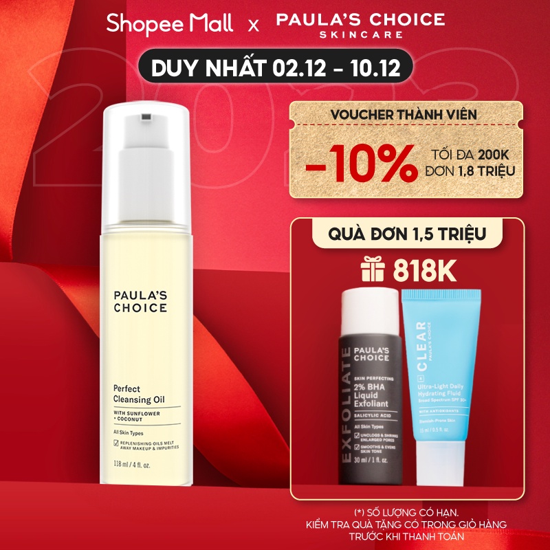 Dầu tẩy trang dịu nhẹ, làm sạch sâu Paula's Choice Perfect Cleansing Oil 118ml 3140