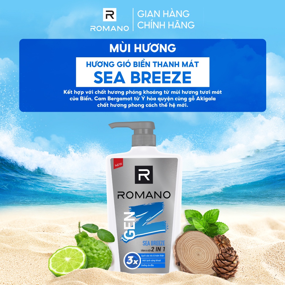 Combo 3 tắm gội 2 trong 1 Gen Z hương Sea Breeze/ Forest Cedar 610g/ chai - 2 mùi hương có sẵn