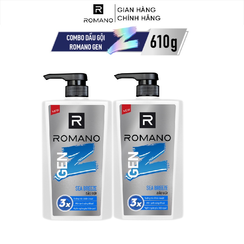 Combo 2 dầu gội Romano Gen Z Hương Sea Breeze/ Forest Cedar 610g/ chai - 2 mùi hương có sẵn
