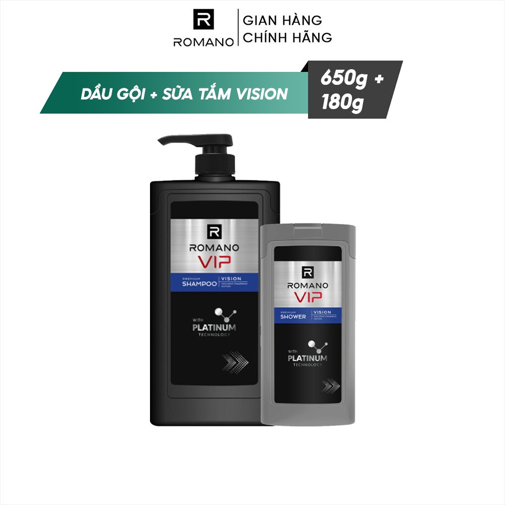Combo Dầu gội Romano Vip 650g + Sữa tắm Romano Vip 180g