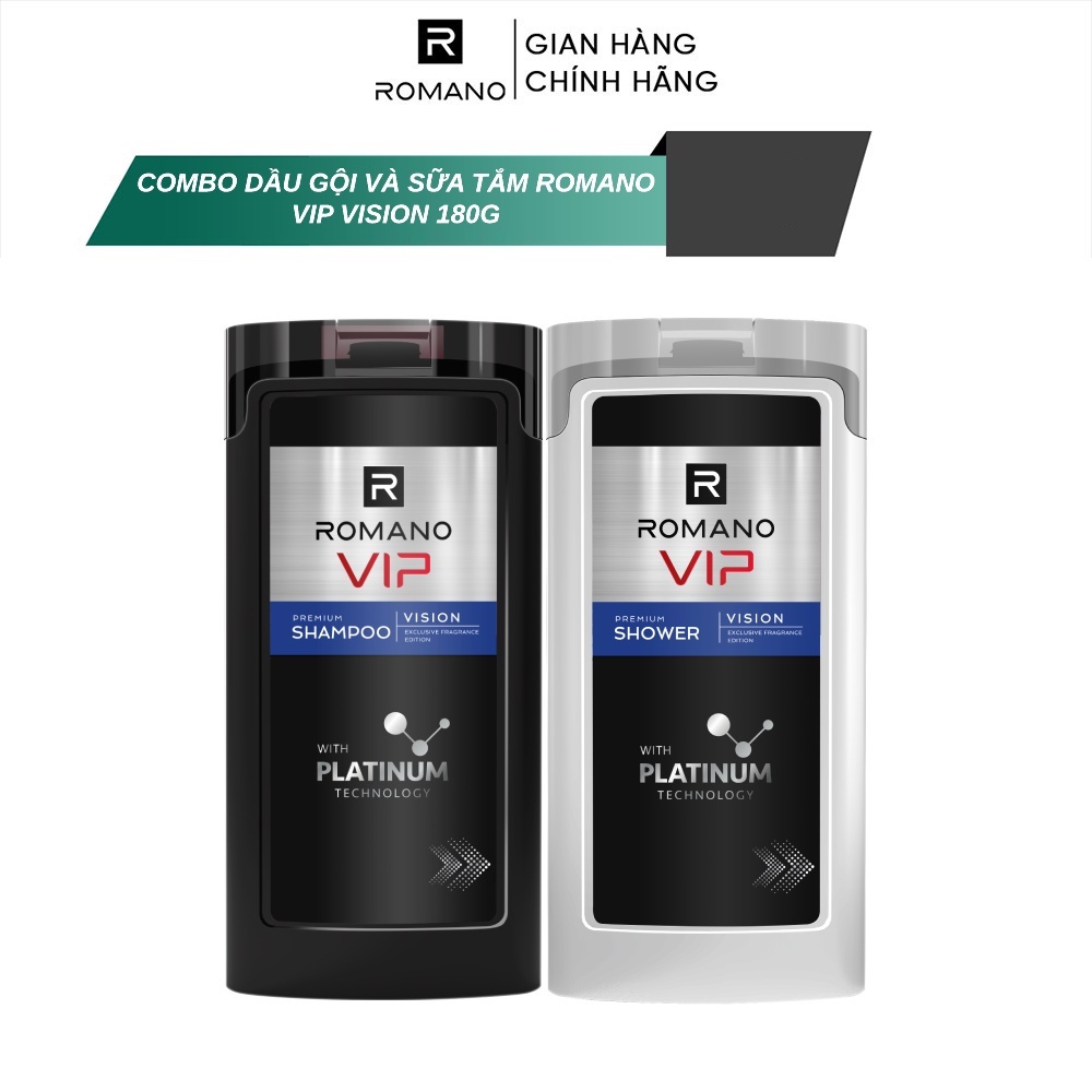 Combo Dầu gội và Sữa tắm Romano Vip Vision sang trọng cuốn hút 180g/chai