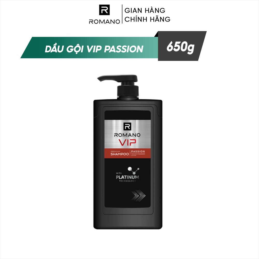 Combo 2 Dầu gội nam Romano Vip 650g/chai Passion - Vision