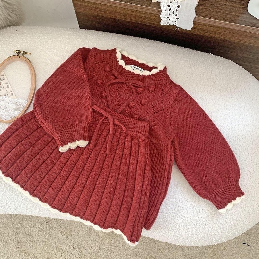 Set áo + chân váy len đỏ đô cao cấp hãng cutemily